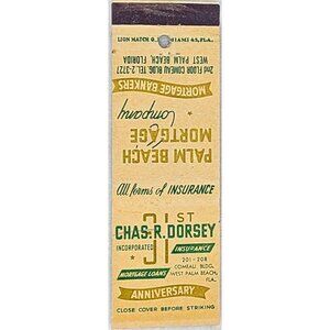 Front Strike Matchbook Cover Palm Beach Mortgage Co. West Palm Beach FL Florida